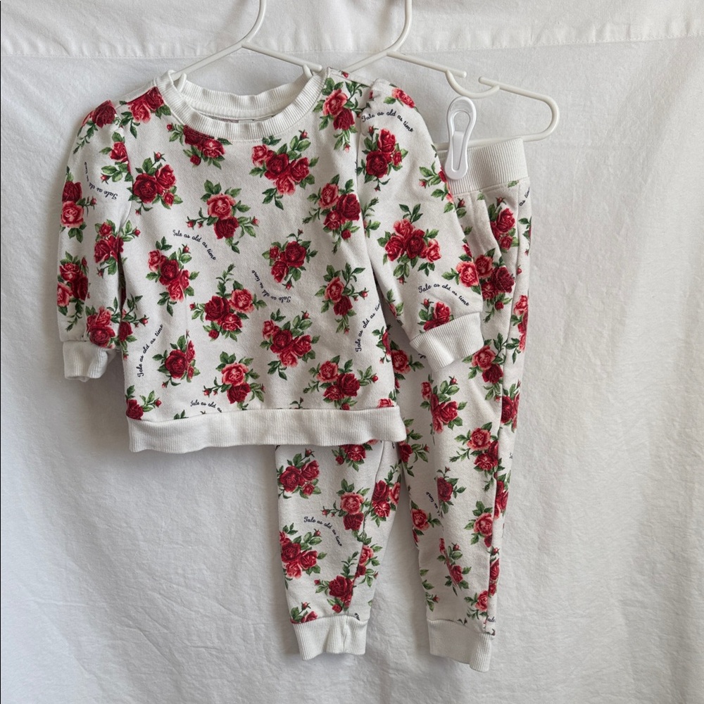 Janie and Jack Red Floral Kids Pajama Set